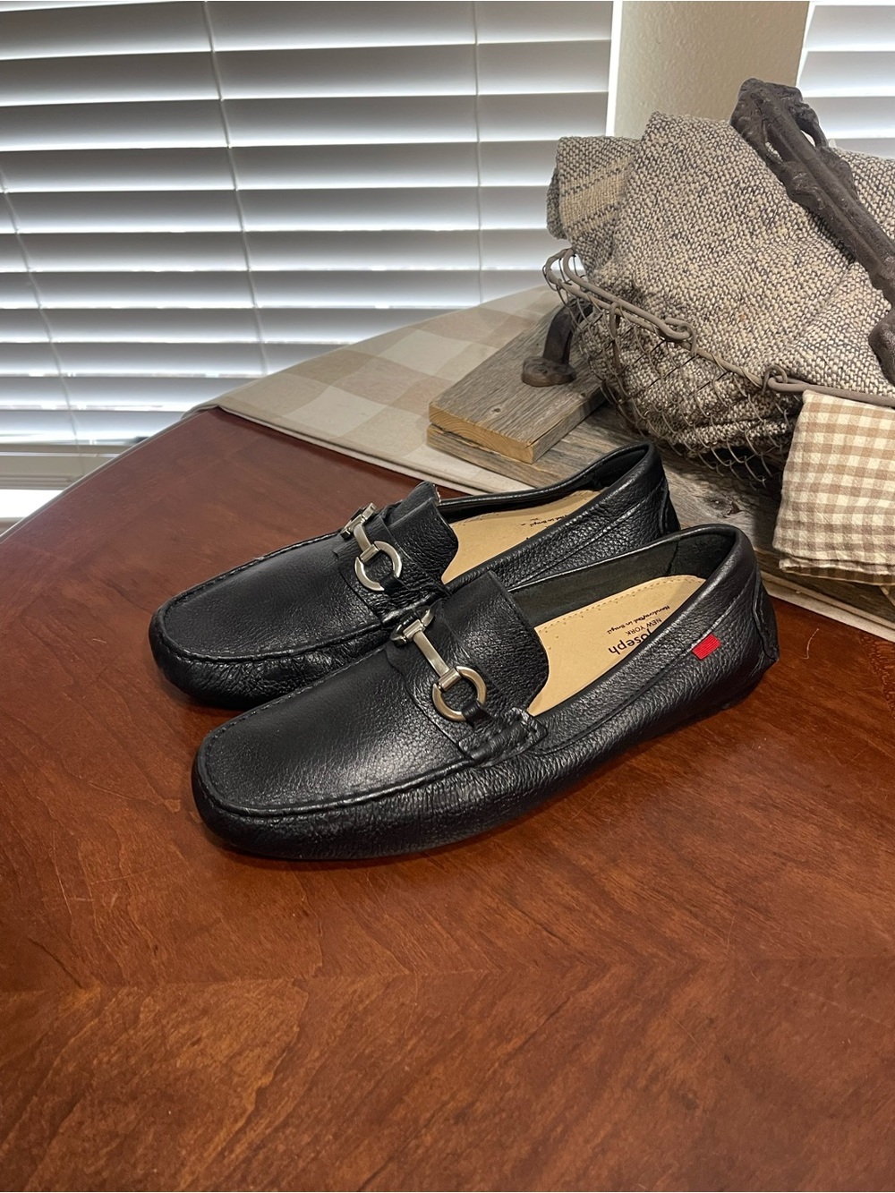 Marc Joseph driving loafers shoe black pebbled leather horsebit